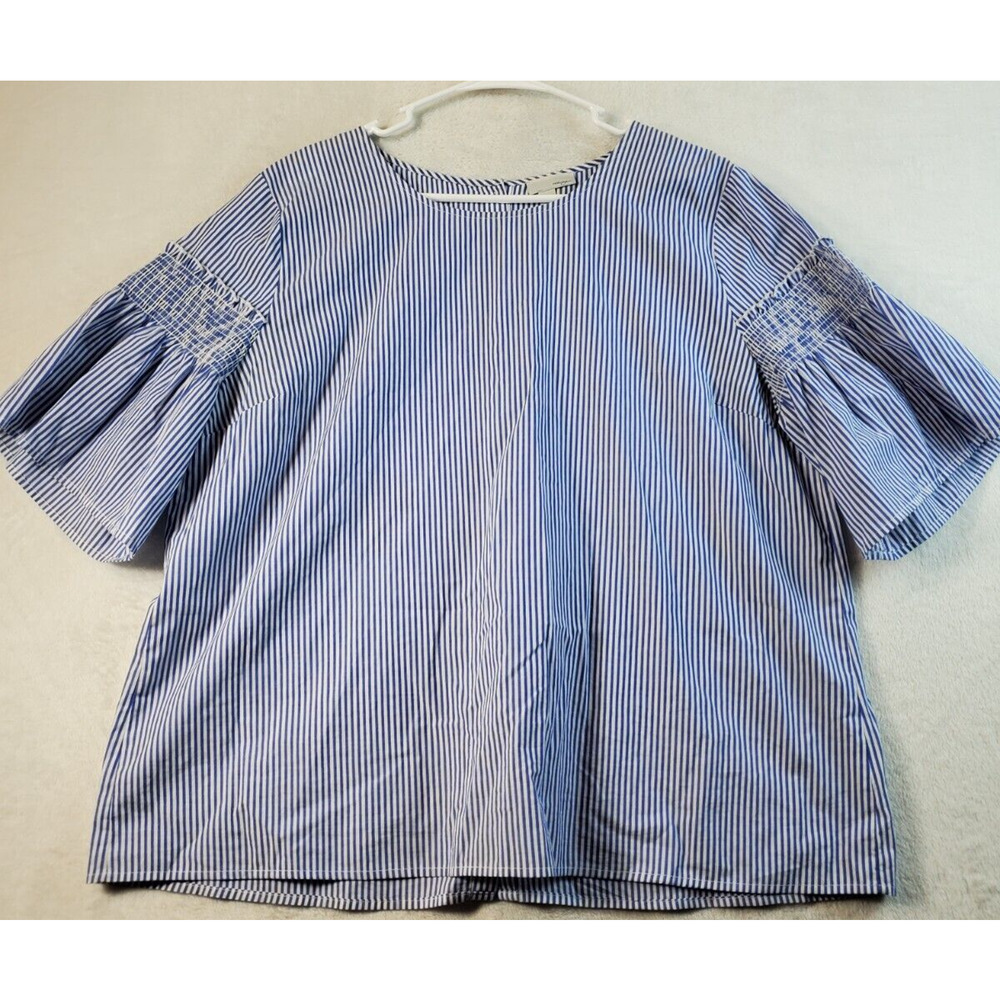 Halogen Blue and White Striped Top